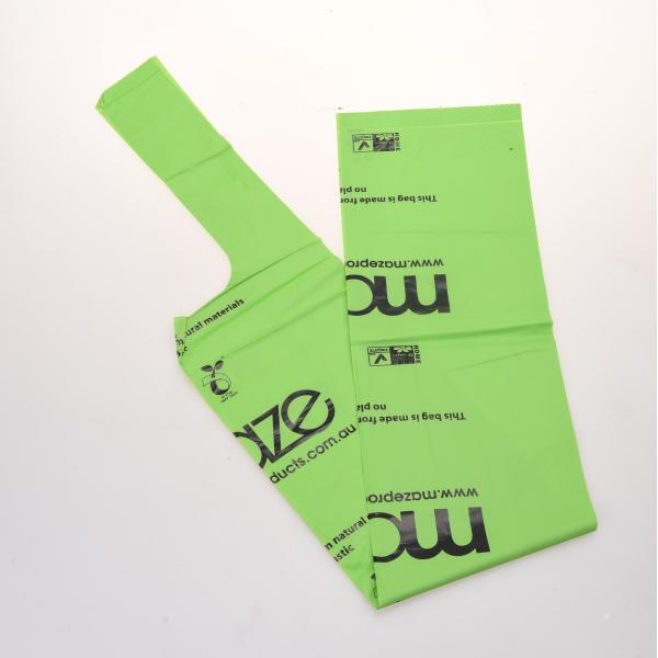 Зеленый живой биоразлагаемый жилет Компостируемый футболка Пакеты 40% биоресурсный кукурузный крахмал Пластик