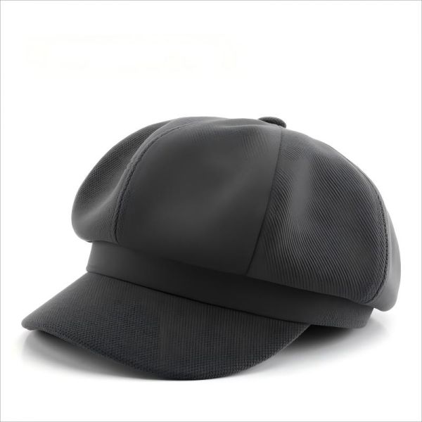 Brushed Fabric Plain Color Beret Outdoor Warm Protection Octangle Caps