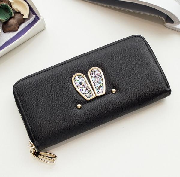 2016 new Korean simple fashion student Ms. cute rabbit long paragraph two fold wallet women