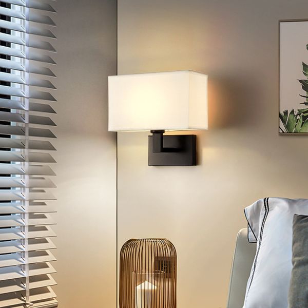 USB Wall Lights with Switch Rectangle White Yellow Fabric mirror front light(WH-MR-95)
