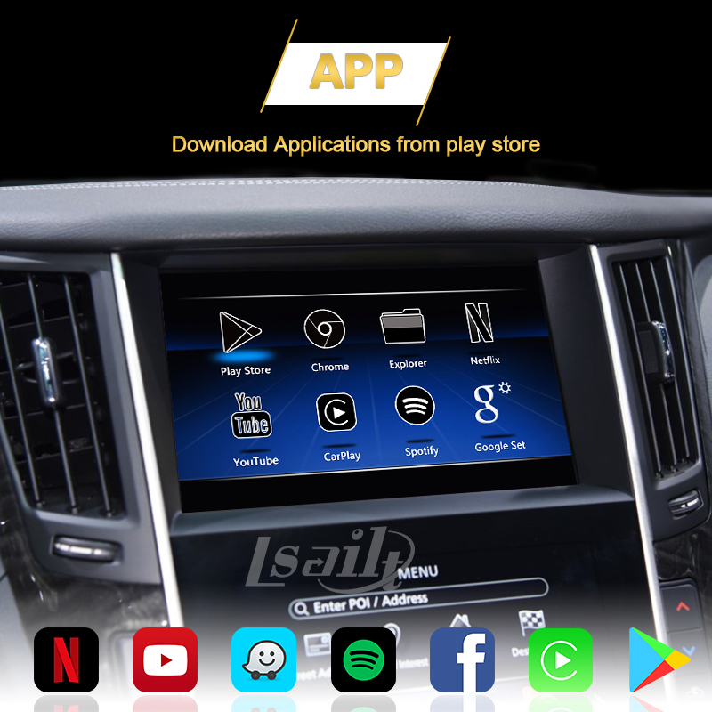 Интерфейс мультимедиа 4GB PX6 CarPlay&Android видео- включил автомобиль андроида, Netflix на Infiniti 2015.6-20 Q50 Q60