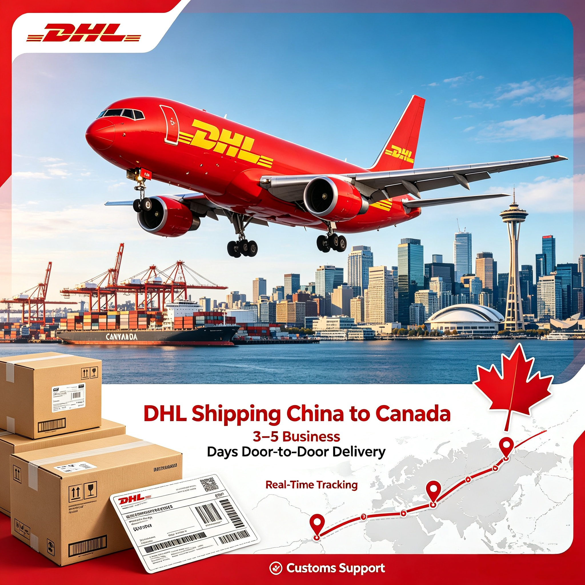 Fast DHL Shipping From China To Canada Freight Forwarder End To End Real Time Parcel Tracking