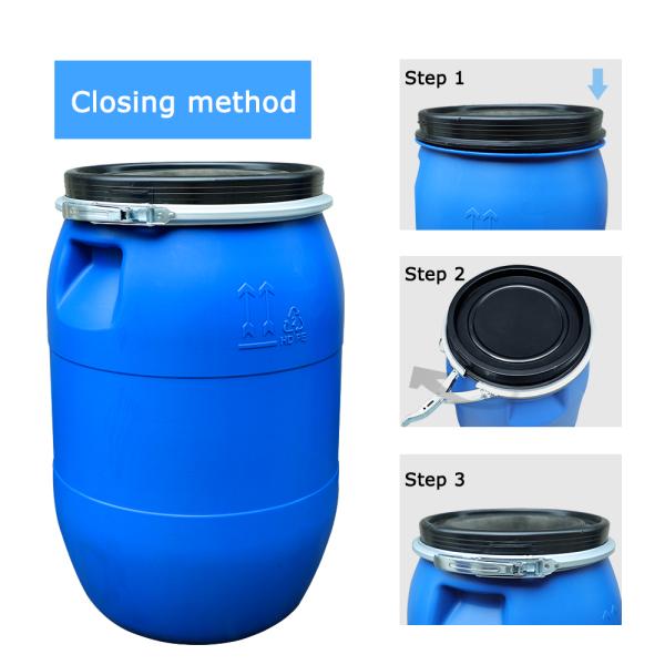 Round Plastic HDPE 100% 120l Blue Chemical Barrel Open Top