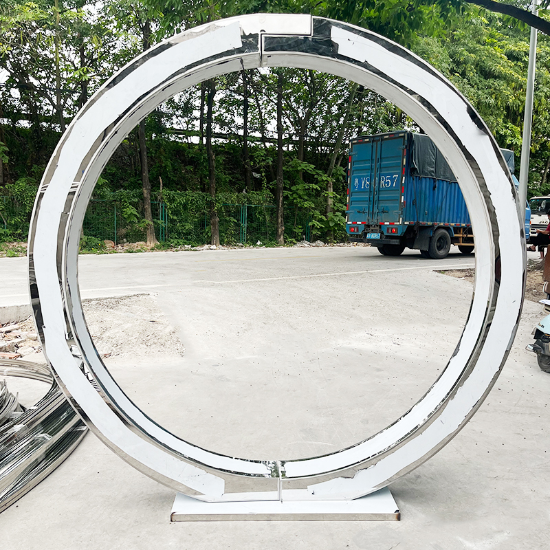 WENDING Silver Multi-Layer Concentric Circle Moon Gate Arch – Wedding Ceremony Backdrop