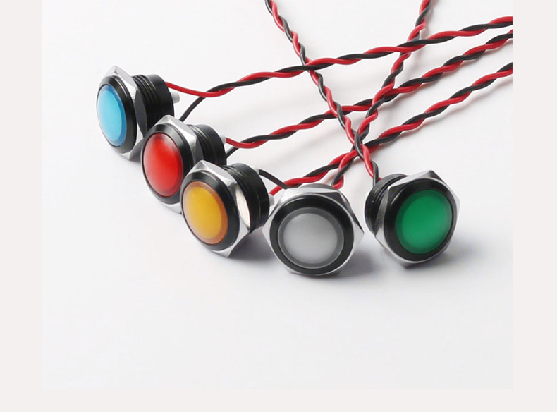 16mm Indicator Light Waterproof Five Colors Optional Oxidized Black Strip Line signal Light