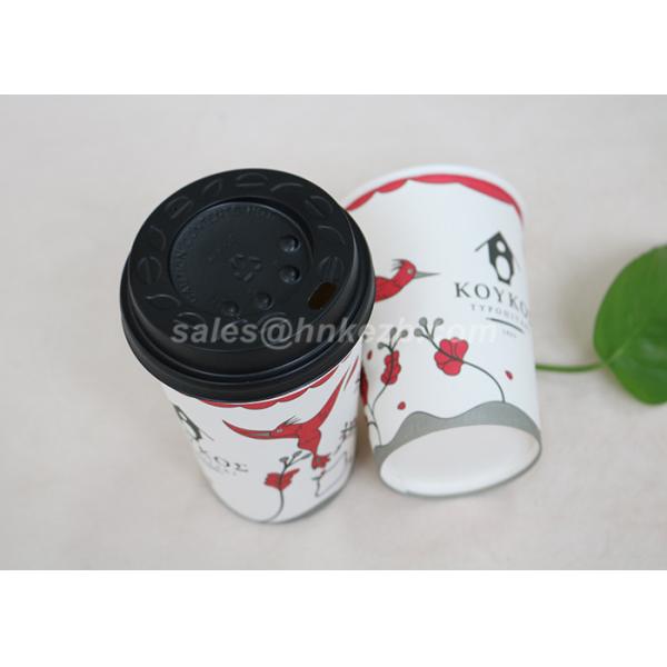 Single Wall Disposable Paper Coffee Cups With Plastic Lids Customized Logo Printed