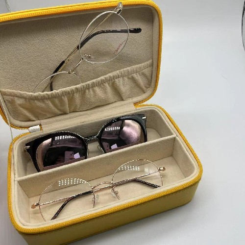Multi Slot Vogue Foldable Sunglasses Case Hard PU Leather Portable Organizer