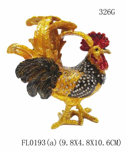 New arts and craft rooster metal jewelry box pewter  rooster trinket box  rooster decorative box