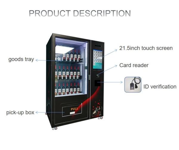 Máquina de venda automática de coquetéis comerciais com verificação de idade para garrafas de vinho alcoólico de cerveja