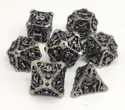 Handmade Metal Mini RPG Dice 7 Piece Set Gold Plated Surface