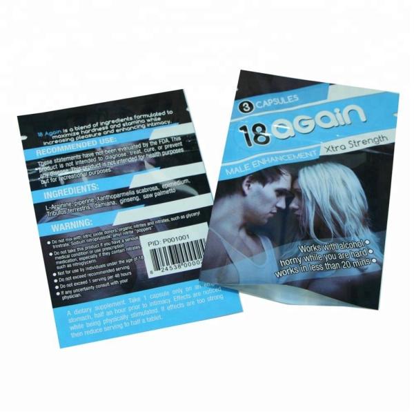 Private label printing OPP mylar foil header proof plastic bag for herbal sex medicine packaging