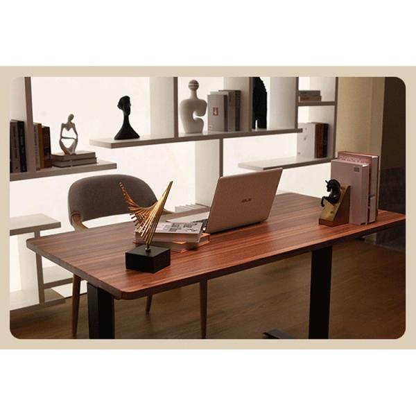 Electric Sit Stand Up Desk Adjustable Metal Frame Brown 710 mm Height Office Furniture