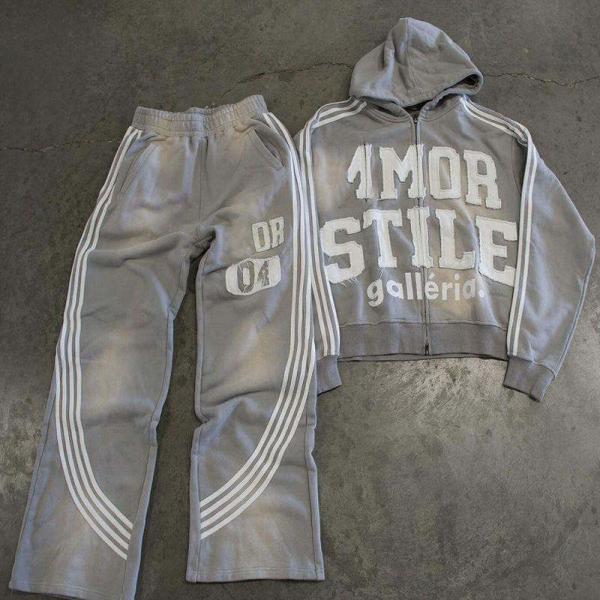Men's Windbreaker High Waist Sweatpants with Side Stripes and Custom Logo Design