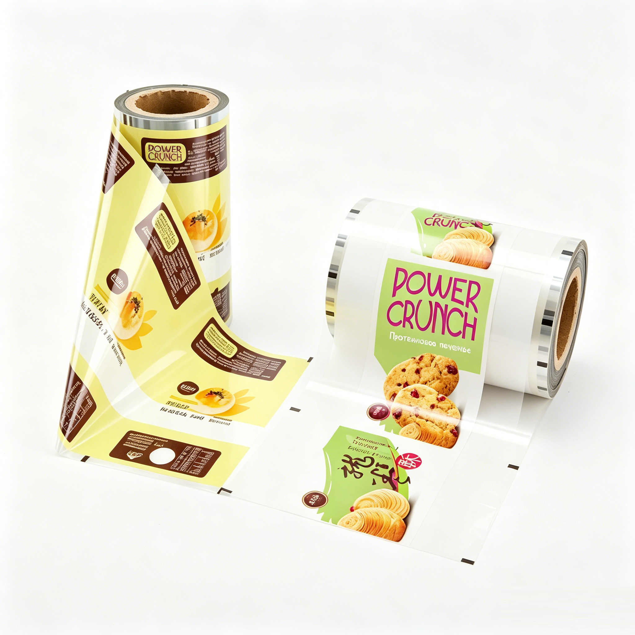 Food Grade Composite Packaging Roll Film For Fruit Flavored Small Cakes Meringue Cookies | BOPP/CPP BOPP/VMPET Laminated Automatic Packing Roll Stock For Baked Pastry OEM Custom Printed