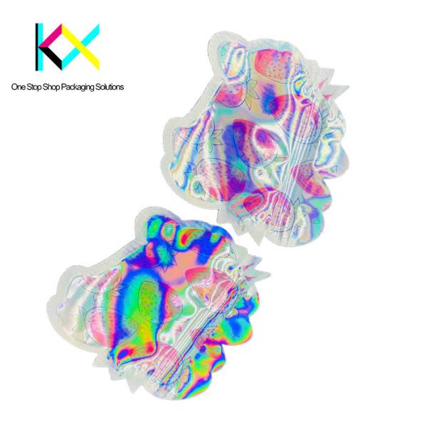 Metal Foil Film Holographic Ziplock Bag Glossy Shaped Stand Up Pouches