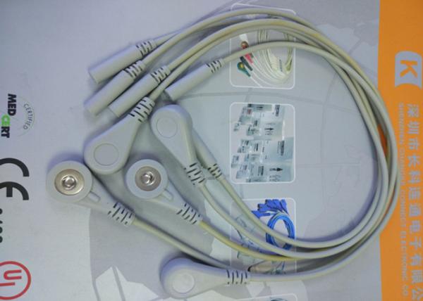 5 Leads Snap ECG Monitor Cable Leadwires , Compatible Din Style ECG Truck Cable