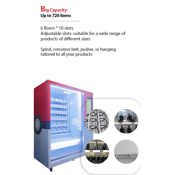 Big Capacity Pokemon TCG Vending Machine with Customized Stickers and Elevator