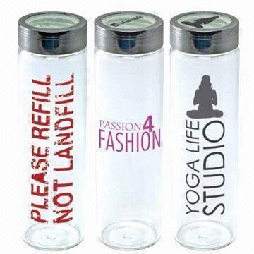 Colorful Single-wall Glass Water Bottles, Various Designs are Available, High Quality