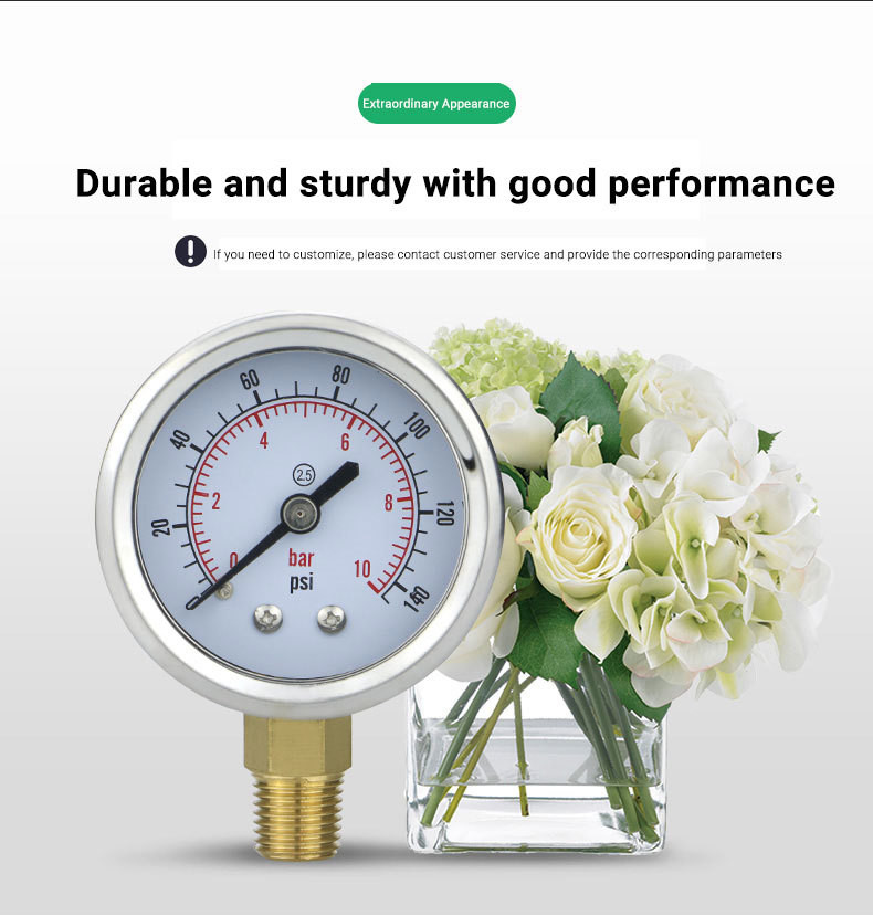 High Precision 50mm Copper Joint Manometer for 0-10 Bar Gas Pressure Zhejiang Produced