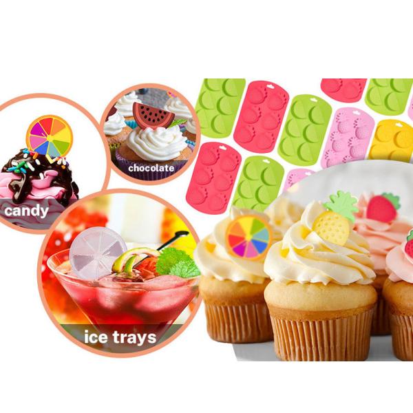 4 Pack Fruit Shaped Silicone Mold Pineapple Lemon Watermelon Strawberry Chocolate Candy Baking Mould 3D Summer Fruit Ice Mold For DIY Jelly Fondant Soap Gummy Cake Cupcake Topper Decoration