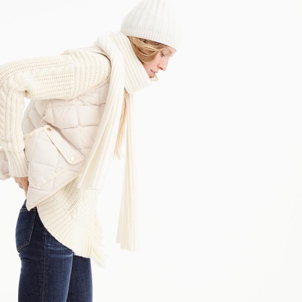 3 * 3 Rib Knitted Pure Cashmere Scarf , Adult Womens Knit Scarf For Hiking