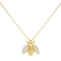 Mode 18K plaqué en or pendentif d'abeille Collier fait à la main par 925 Sterling bijoux en argent