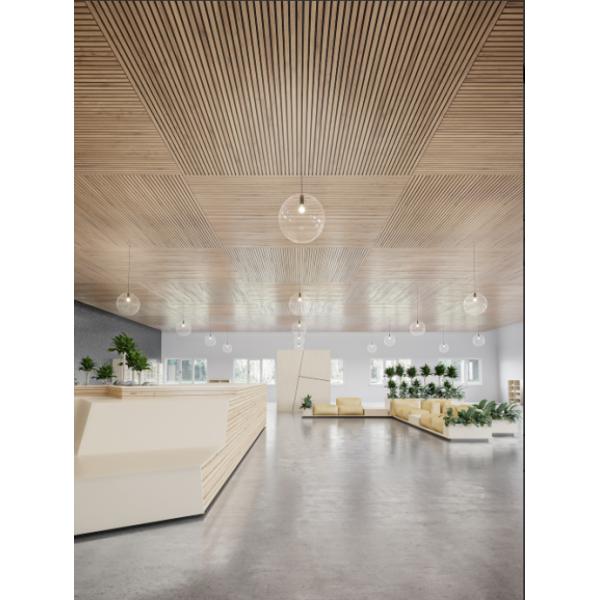 Linear Wood Slats Fireproof Decorate Wood Acoustic Panels Sound Absorbing
