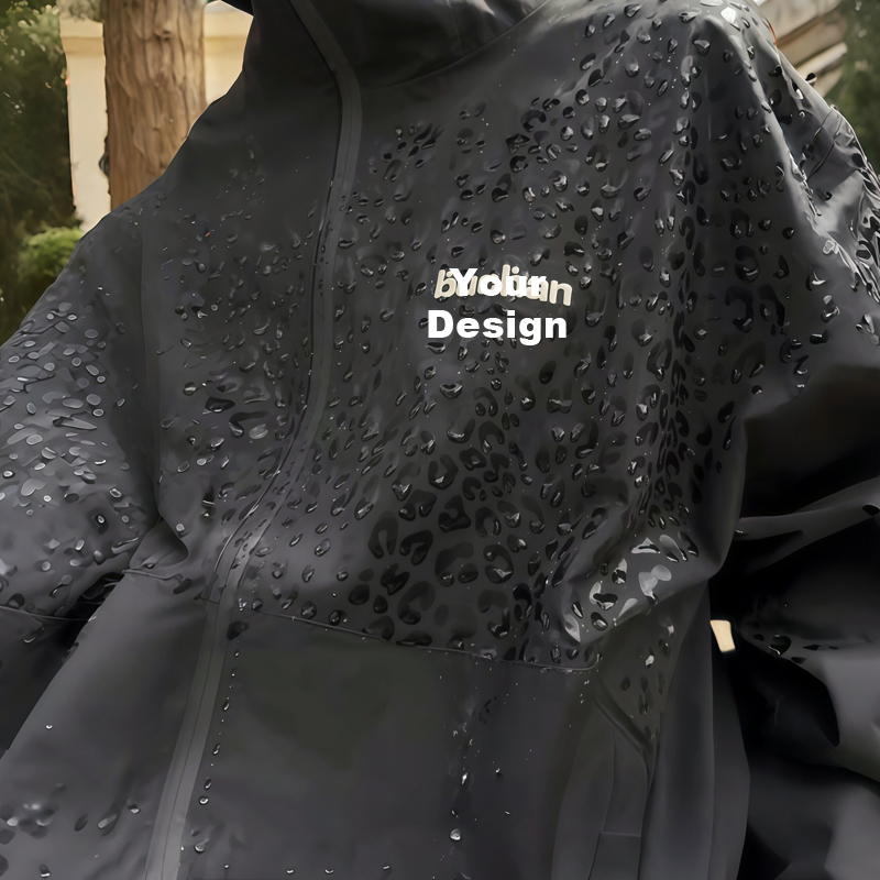 Men Water-Activated Leopard Print Jacket, Color Changing Outdoor Waterproof Windbreaker
