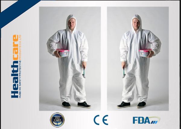 Liquid Resistant Disposable Coveralls With Hood , Protective Coverall Suit Nonwoven