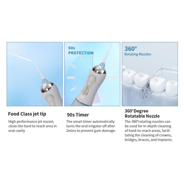 Oral Irrigator 300ML Rechargeable Travel Irrigation Cleaner IPX7 Waterproof Portable water flosser