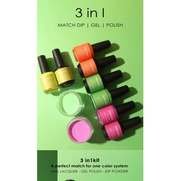 Nail Beauty Glitter 3 in 1 Acrylic Dipping Powder Color Match Air Dry Nail Polish With Uv Gel Polish Kit