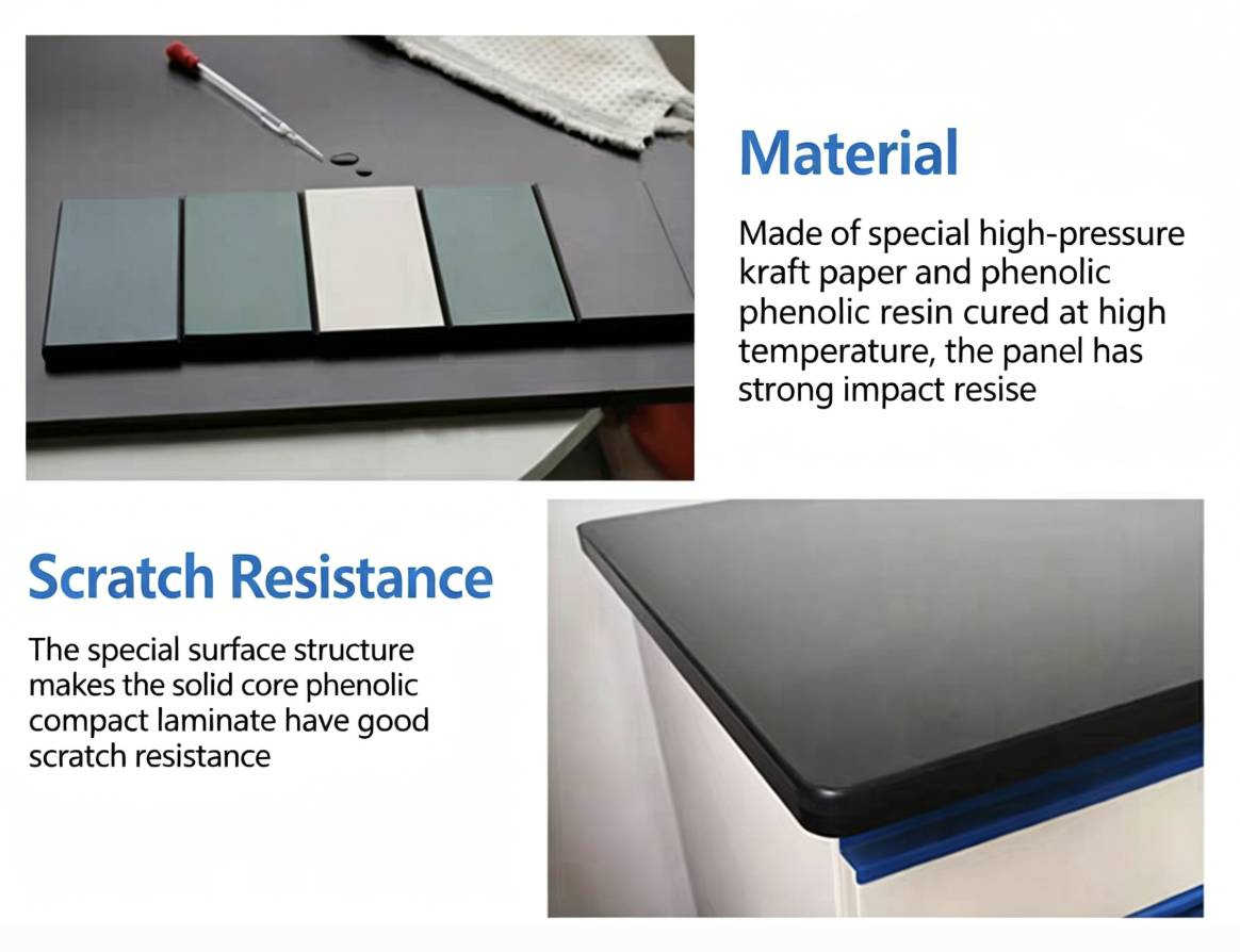 Chemical Resistant Phenolic Resin Laboratory Countertops 15mm / 20mm / 25mm Thick Lab Bench Countertop