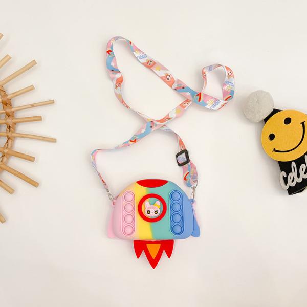 Ракета Мультфильм Поп Сумка Карандаш Чехла Кроссбоди Сумка Сумка Кошелек Сумка Кошелек Смейка Сумка Хранилище Контейнер Детский Рождественский подарок