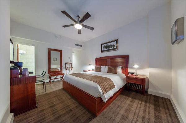 Palembang resort hotel furniture teak wood bed with TV cabinet desk and Sofa chairs table