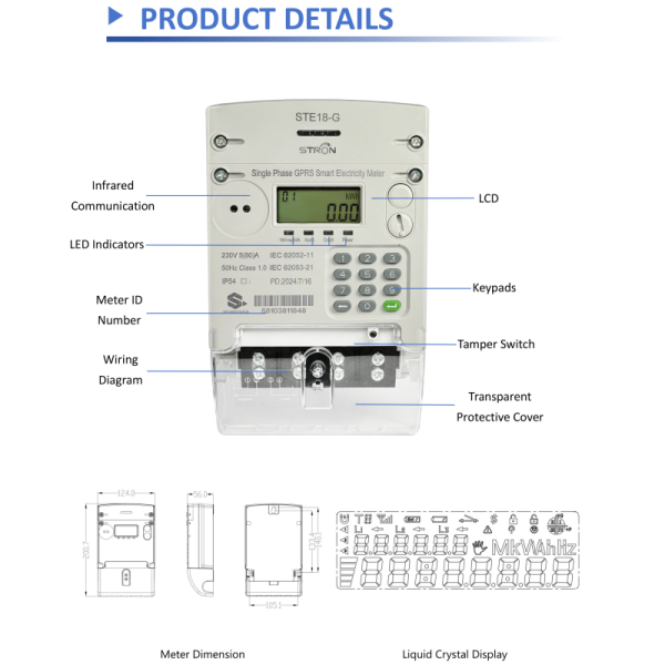 Smart Prepaid Electricity Meter Featuring Single Phase Design GPRS 4G Connectivity and Remote Monitoring for Power Management Systems