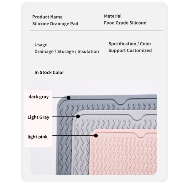 Custom Eco-friendly Silicone Dish Drying Mat Heat Resistant Trivet for Kitchen Counter