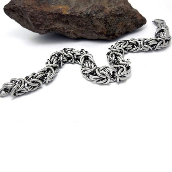 Men's and Women's Titanium Stainless Steel 8mm Byzantine Chain Bracelet (JCE367)