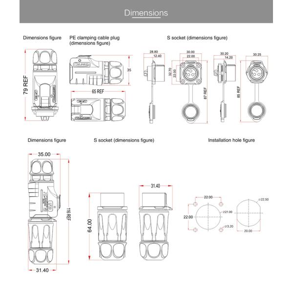 Cnlinko LP20 Series Waterproof Power Connector 2 Pin Auto Connector for Led Light