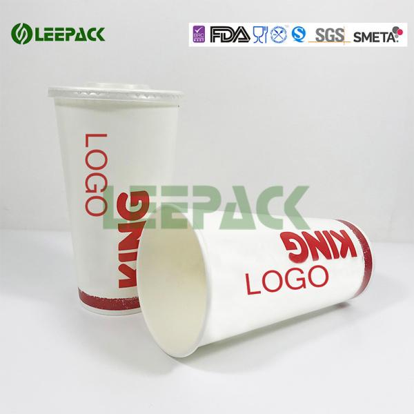 Red Pepsi Cold Drink Paper Cups For Cinema , Food Grade Ink Printing double PE coated single wall paper cup