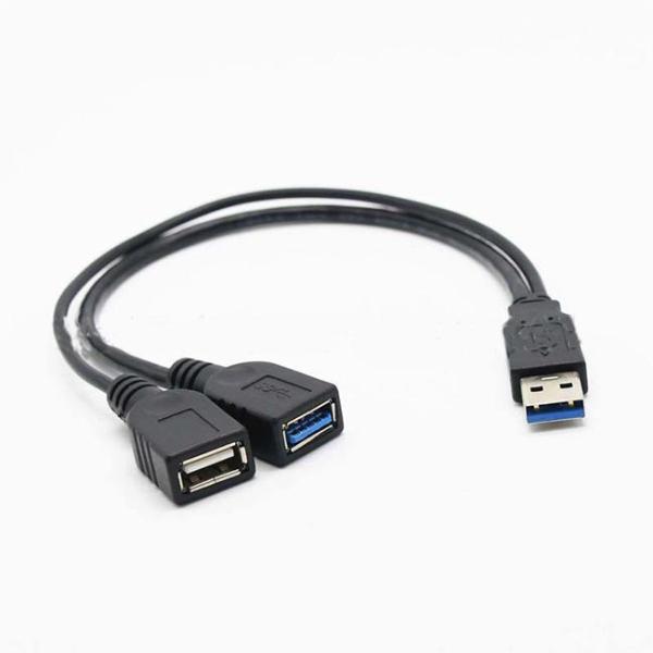 USB 3.0 Charging Cable Tinned Copper Conductor 0.3m One Male To Two Female