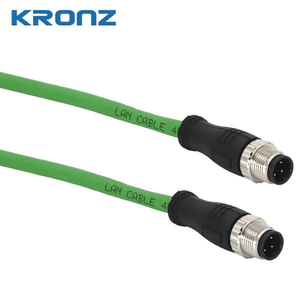 M12 Connector 8 Pin Dual Shield PVC Blueish Green Lan Cable 4 X 2 X 26AWG OD=6.2 IE Cable