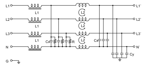 Трехфазный четырехлинейный фильтр 380V/440V терминальный блок EMI фильтр для подъемной тяговой машины