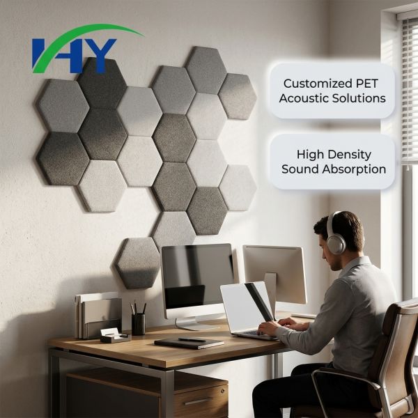 OEM Wholesale Hexagon Acoustic Panels Flame Retardant PET For Commercial Building Material Supply