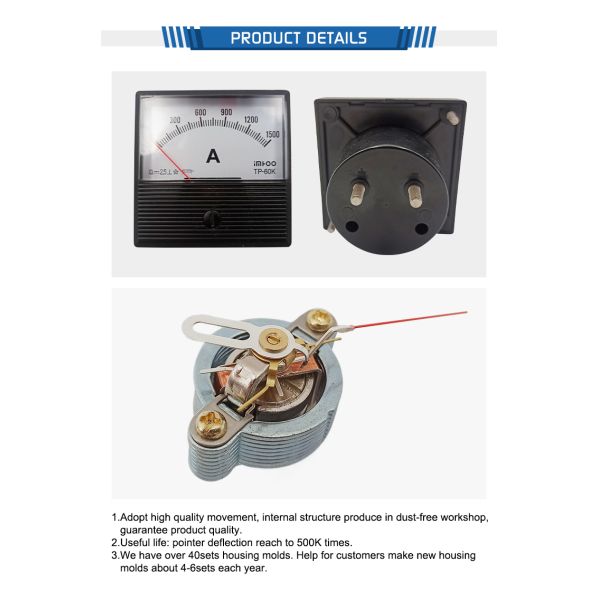60x60mm Analog And Digital Panel Meter Ammeter with 0-1500A Measuring Range