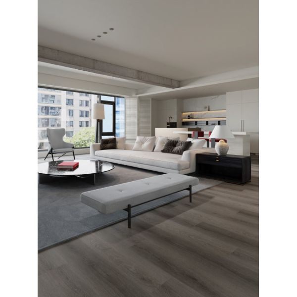 Dark Brown Spc Vinyl Flooring Milos Oak Stylish Design For Living Room
