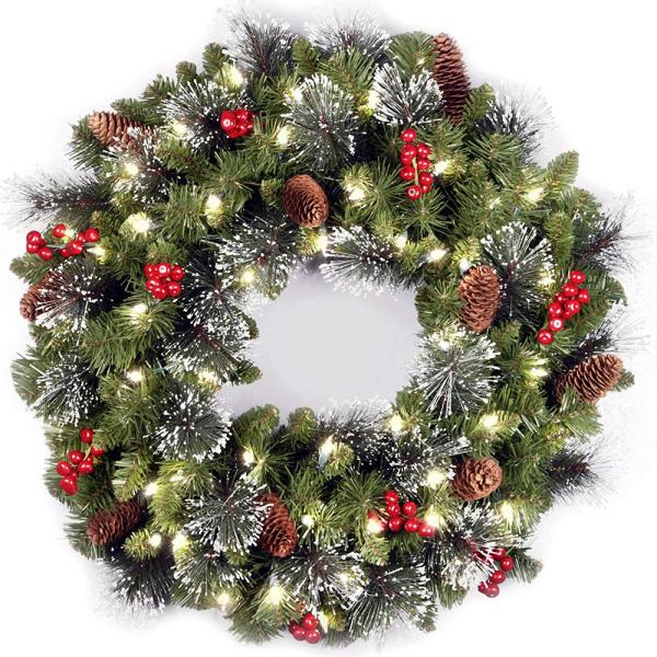 Plush Cloth and Plastic Christmas Pinecone Wreath for Outdoor Christmas Decorations