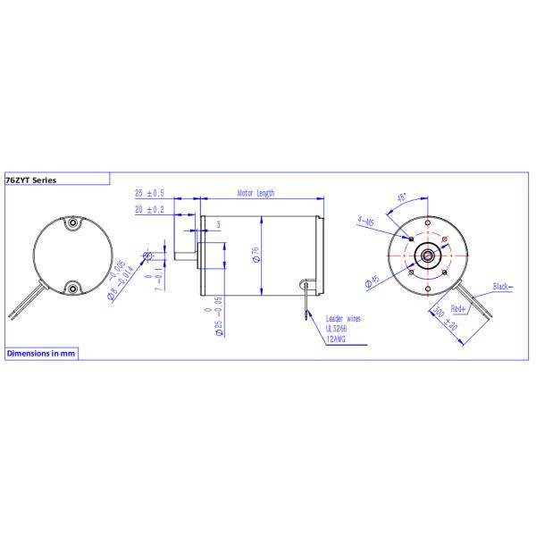 76ZYT Series Brushed Dc Motor Manufacturer Factory Supplier O.D 76mm 0.4Nm 2600rpm
