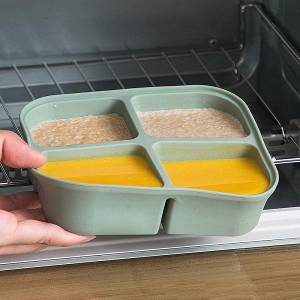 Silicone Baby Food Storage Container Rectangle Shape Microwave Safe BPA Free Reusable