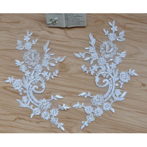 Cord Lace Applique Ivory Color Embroidery Flower for Wedding Dress embroidery rayon thread