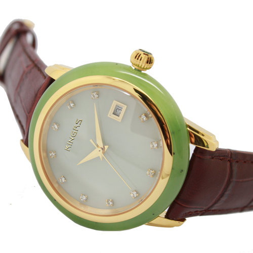 Luxury Jade Dial Big Face Watches , Ladies Automatic Watches